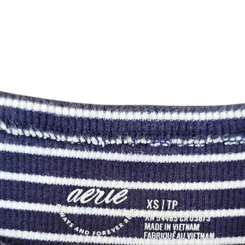 Aerie Blue and White Striped Cropped Tank Top, Size XS - Picture 3 of 3